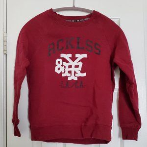 Young & Reckless Burgundy Sweater Crew Neck Sweatshirt, Y&R, women's long sleeve